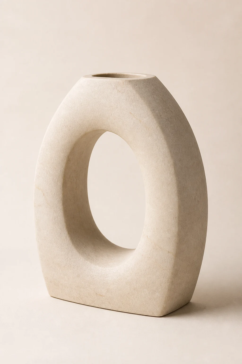 Arc Vessel I in honed white marble